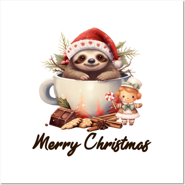 Merry Slothmas Wall Art by MZeeDesigns